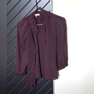 Frame polka dot chiffon blouse with ruffle front. Size S. Excellent condition!
